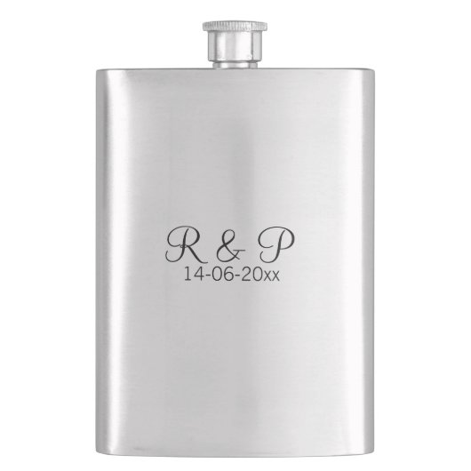 Flasque Ajouter monogramme du nom du couple ajouter date a (devant)