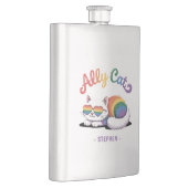 Flasque Ally Cat - Cute White Cat LGBTQ Pride (2) (Droite)