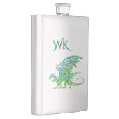 Flasque Amazing Green Mosaic Dragon Monogram  (Droite)