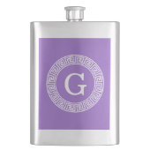 Flasque Améthyste Wht Cadre Rnd Clé Grecque Monogramme Ini (devant)