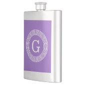 Flasque Améthyste Wht Cadre Rnd Clé Grecque Monogramme Ini (Gauche)