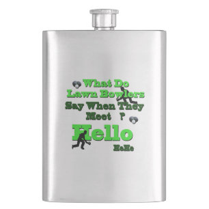 Flasque Amusant soyeux lawn Bowls Salutation, Hip Flask
