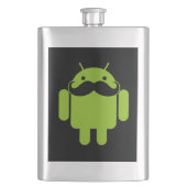 Flasque Android Robot Moustache Style sur Noir (devant)