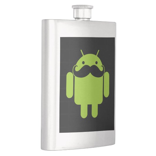 Flasque Android Robot Moustache Style sur Noir (Droite)