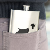 Flasque Anglais Springer Spaniel noir blanc silo (En situation)