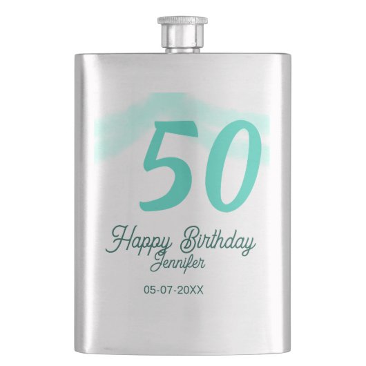 Flasque anniversaire 50 ans ajouter nom date année vert pa (devant)