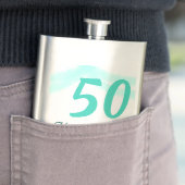 Flasque anniversaire 50 ans ajouter nom date année vert pa (En situation)
