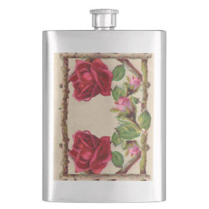Flasque Antique victorienne vintage ancienne rose rustique