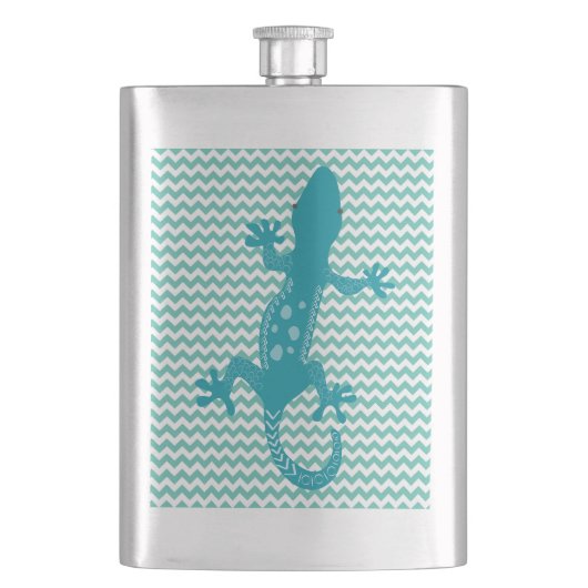 Flasque Aqua Lizard Aqua White Chevron Strion Flask (devant)