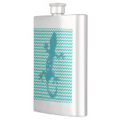 Flasque Aqua Lizard Aqua White Chevron Strion Flask (Gauche)