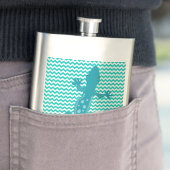 Flasque Aqua Lizard Aqua White Chevron Strion Flask (En situation)