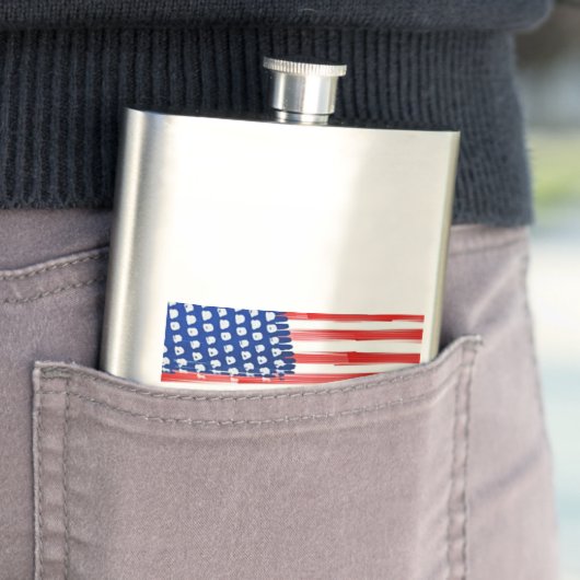 Flasque Aquarelle peinte drapeau américain (En situation)