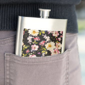 Flasque Aquarelle rose Roses Jaunes Arrière - plan noir (En situation)