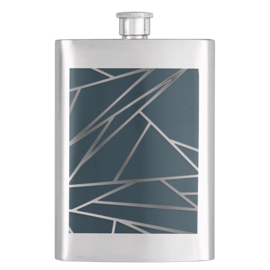 Flasque Argent bleu moderne géométrique (devant)