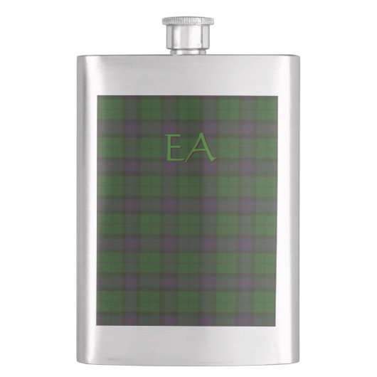 Flasque Armstrong Official Clan Tartan avec vos initiales (devant)