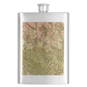 Flasque Art Nouveau Alphonse Mucha Fleurs de carnation flo