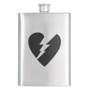 Flasque Art vectoriel du coeur brisé noir et blanc