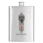Flasque Autruche Rose Fleurs Vert Olive Art Déco (devant)