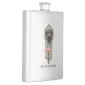 Flasque Autruche Rose Fleurs Vert Olive Art Déco (Droite)