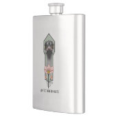 Flasque Autruche Rose Fleurs Vert Olive Art Déco (Gauche)