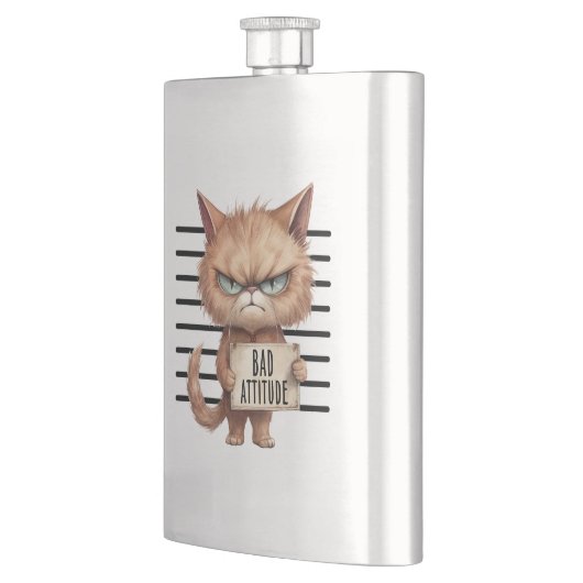Flasque Bad Attitude Chat Mugshot - Drôle Feline Design (Gauche)