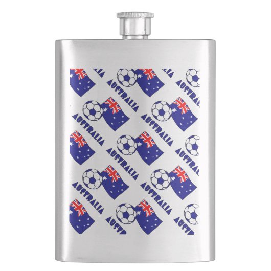 Flasque Bal de football australien bleu et drapeau (devant)