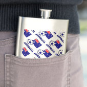 Flasque Bal de football australien bleu et drapeau (En situation)