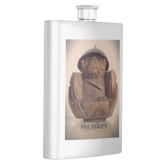 Flasque Banc de singe sculpté de coco Retro Tiki Kitsch (Droite)