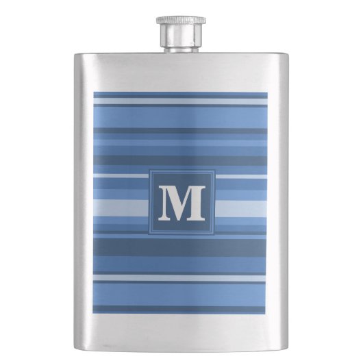 Flasque Bandes bleu monogramme (devant)