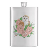 Flasque Barne Chouette Fleurs roses Bleu (devant)