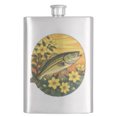 Flasque Basse Basse Écarté Poisson Rocheuse Et Fleurs Jaun (devant)