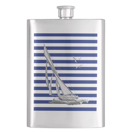 Flasque Bateau à voile Chrome sur bandes de marine Imprime (devant)