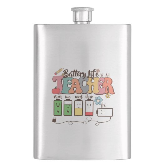 Flasque Batterie vie d'un enseignant - Éducateur relatif (devant)