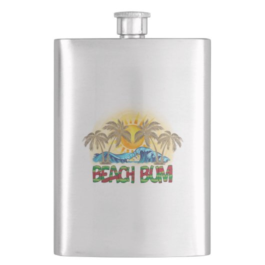 Flasque Beach Bum | Vagues océaniques | Tropical (devant)