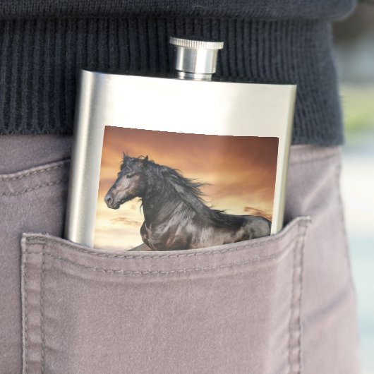 Flasque Beau Cheval Noir (En situation)