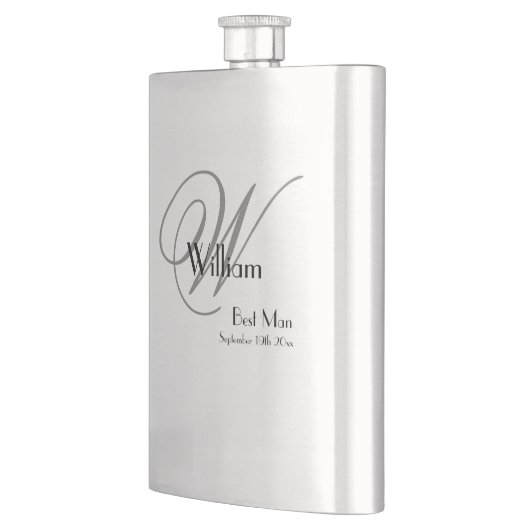 Flasque Best Man Gift : Elegant Script Monogramme et nom (Gauche)