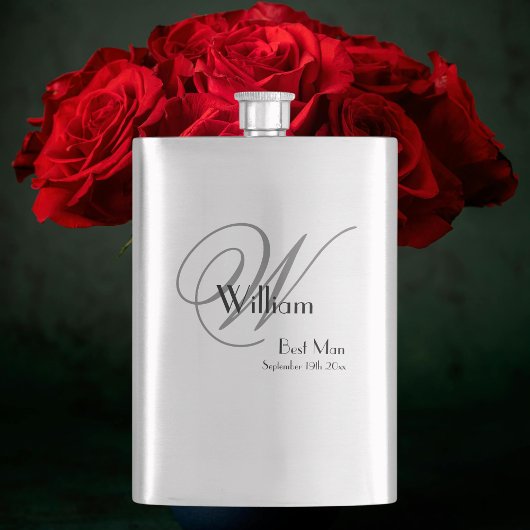 Flasque Best Man Gift : Elegant Script Monogramme et nom