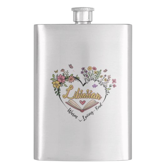 Flasque Bibliothécaire compatissante - Floral Heart Design (devant)