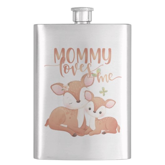 Flasque Biche Cerf et Faon Maman m'aime (devant)