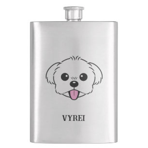 Flasque Bichon blanc mignon Frise Chien Stick Sortie