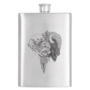 Flasque Bison de Buffalo Nature sauvage Illustration Art
