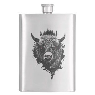 Flasque Bison de Buffalo Nature sauvage Illustration Art