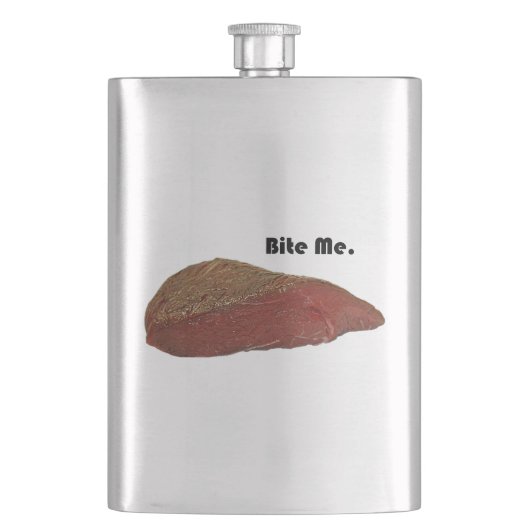 Flasque Bite Me Funny Steak Beef Pun Joke (devant)