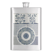 Flasque Blanc bleu Floral chinois rond (devant)
