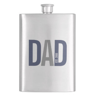 Flasque Bleu de marine moderne Papa personnalisé établi