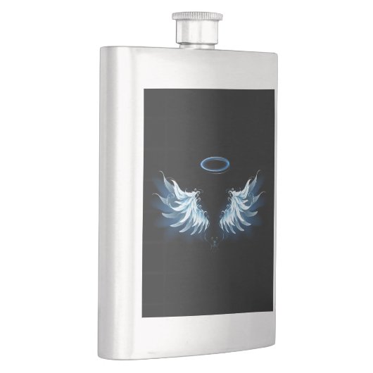 Flasque Blue Glowing Angel Wings on black background (Droite)