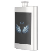 Flasque Blue Glowing Angel Wings on black background (Gauche)