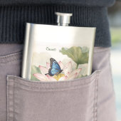 Flasque Blue Swallowtail Butterfly With Lotus Flower Name (En situation)