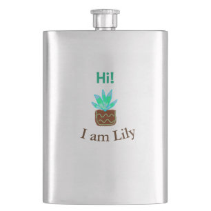 Flasque Bonjour Je suis Lily cactus succulent ajouter nom