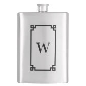 Flasque Bordure de clé grecque noire en monogramme (devant)